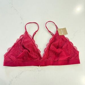 Madewell Red Lace Triangle Bralette